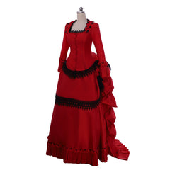 Victorian Bustle Gown Dress | Red Medieval Renaissance Victorian Dress for Cosplay - Coscosmos