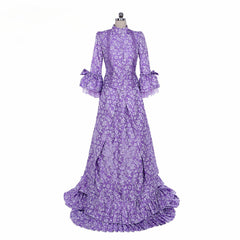 Victorian Gothic Purple Bustle Gown | Civil War Southern Belle Ball Gown Dress for Christmas - Coscosmos