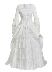 Victorian White Bridal Masquerade Gown | Christine Daae Cosplay Costume from The Phantom of the Opera - Coscosmos