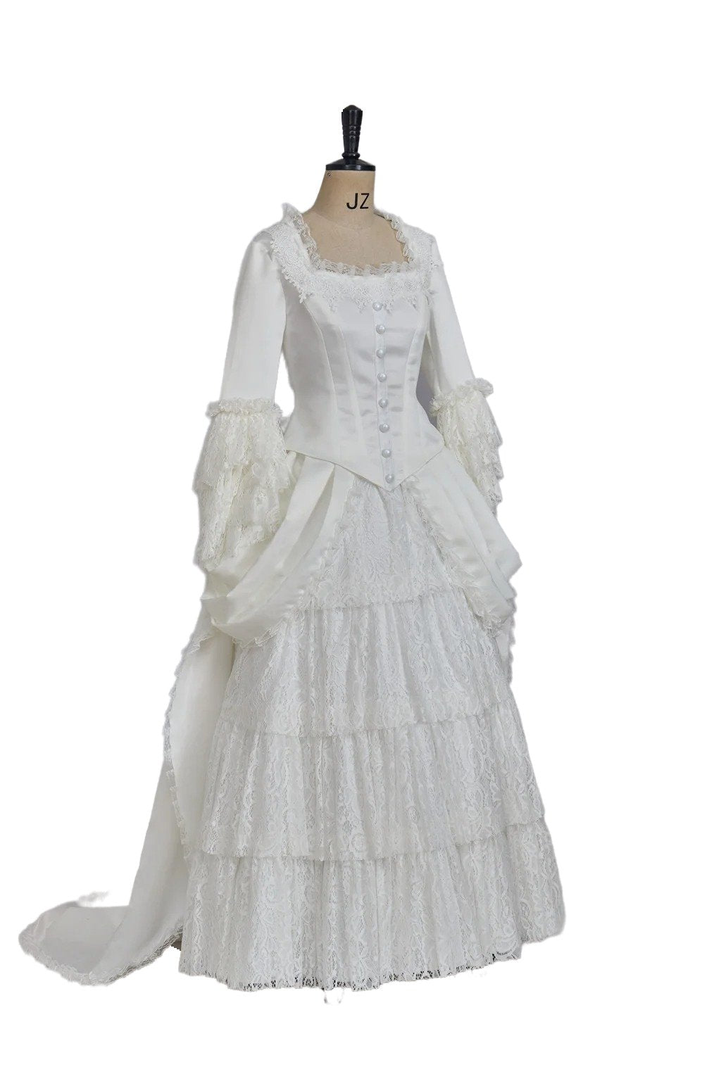 Victorian White Bridal Masquerade Gown | Christine Daae Cosplay Costume from The Phantom of the Opera - Coscosmos