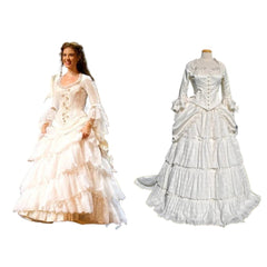 Victorian White Bridal Masquerade Gown | Christine Daae Cosplay Costume from The Phantom of the Opera - Coscosmos