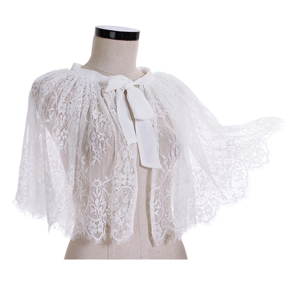 : white Lace Bolero Shrugs For Women Ladies Wedding Capes Wraps Bridal Bolero Short Cape Shawl and Wraps Evening Dress Wedding Cover Up - Coscosmos