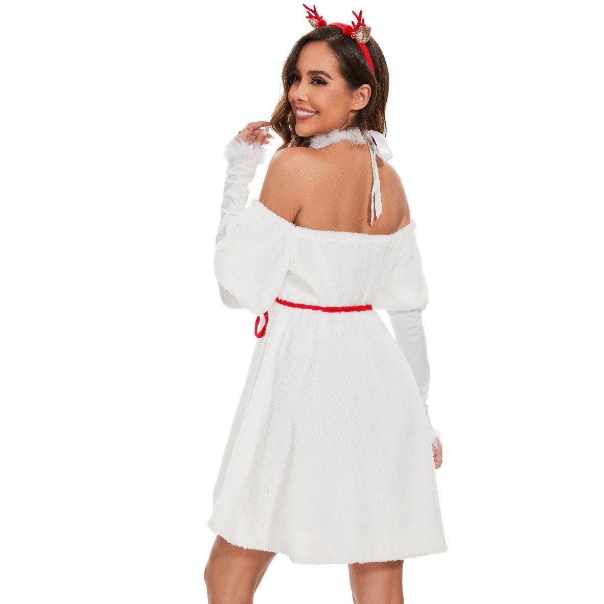 Elegant White Snowman Christmas Dress by Halloweez, Perfect for Festive Celebrations - Halloweez
