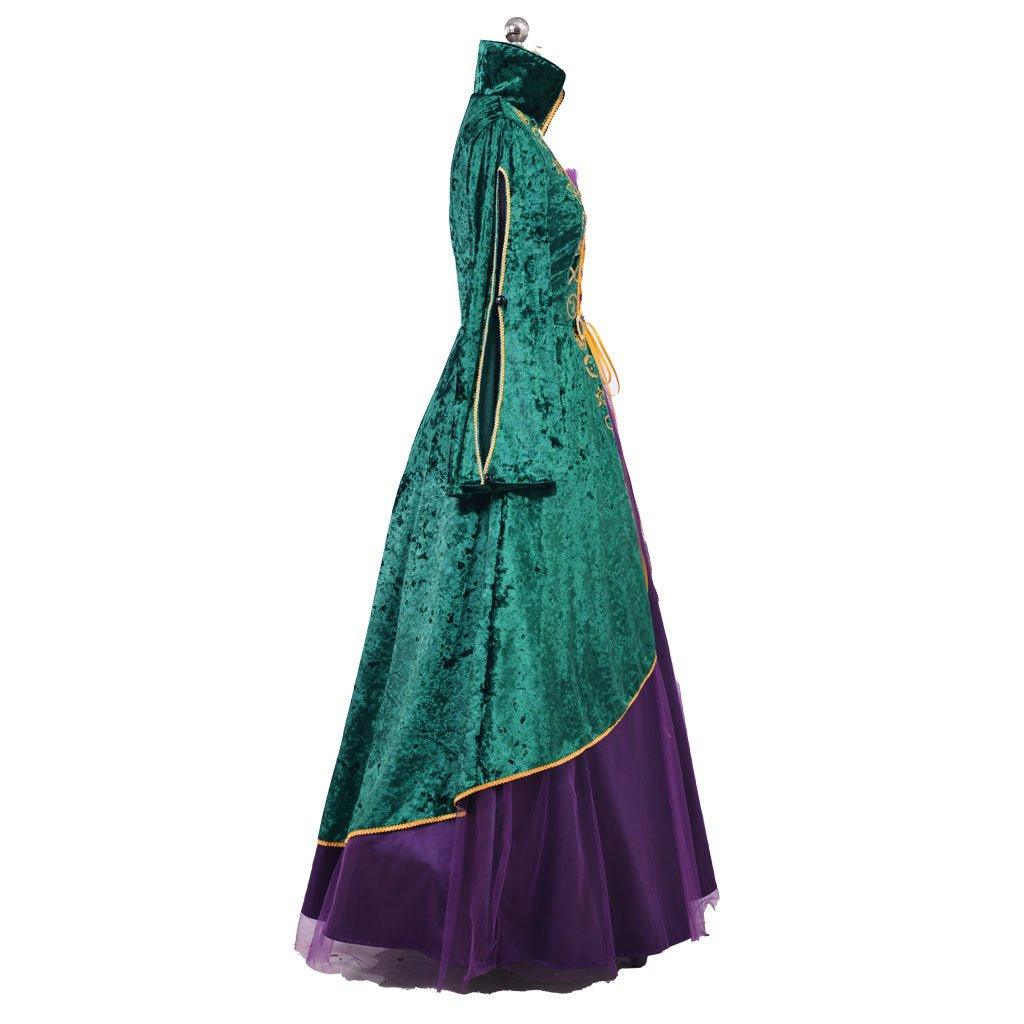 Witch Cosplay Costume Dress | Medieval Green Renaissance Robe Set for Women | Movie & TV - Inspired Halloween Costume - Coscosmos