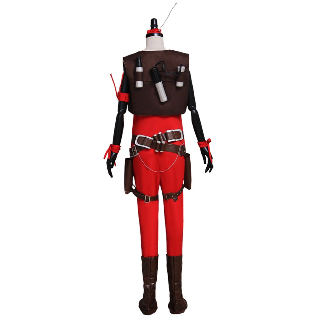 Women's Aurra Sing Cosplay Costume - Red Jumpsuit with Belt Full Set | Movie & TV Series Cosplay Costume | Coscomos - Coscosmos