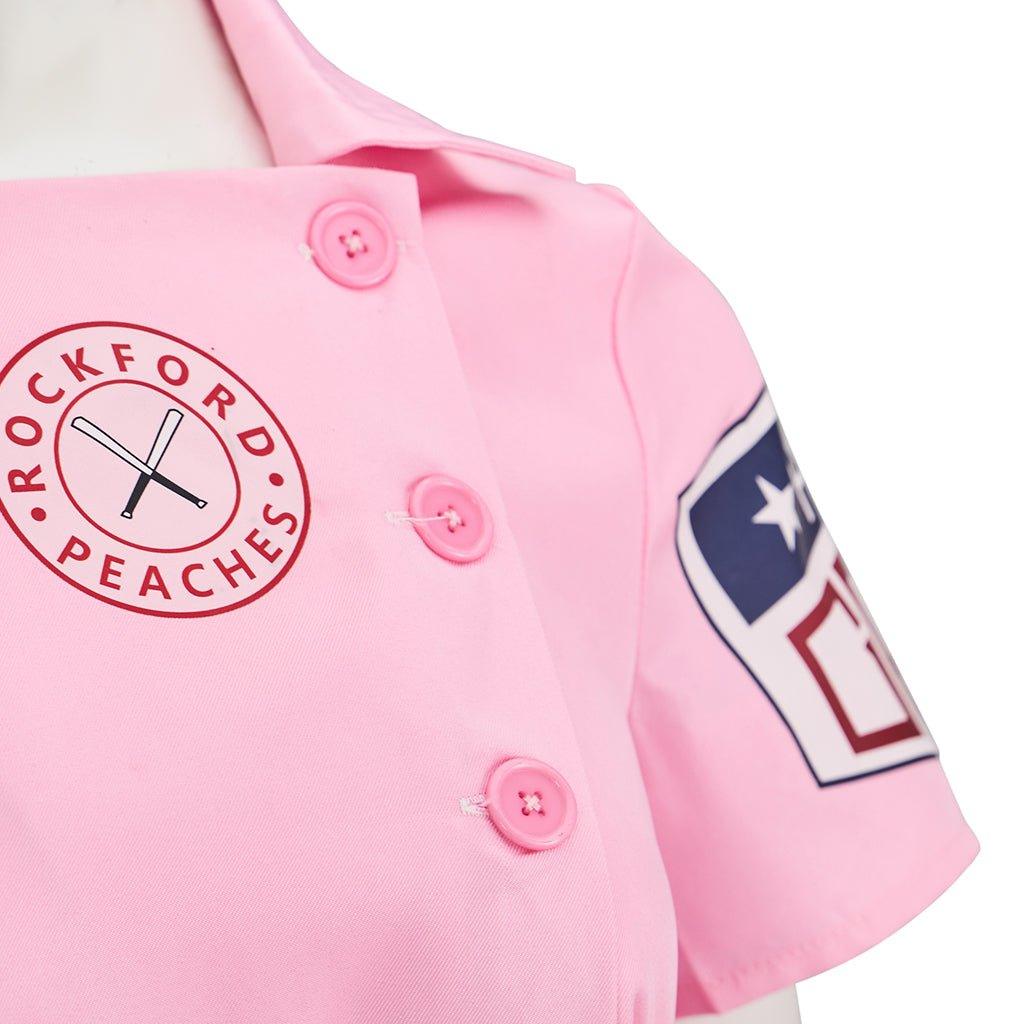 Women's Baseball League Dottie Costume | Pink Dress Cosplay Uniform Set for Halloween & Themed Parties - Coscosmos