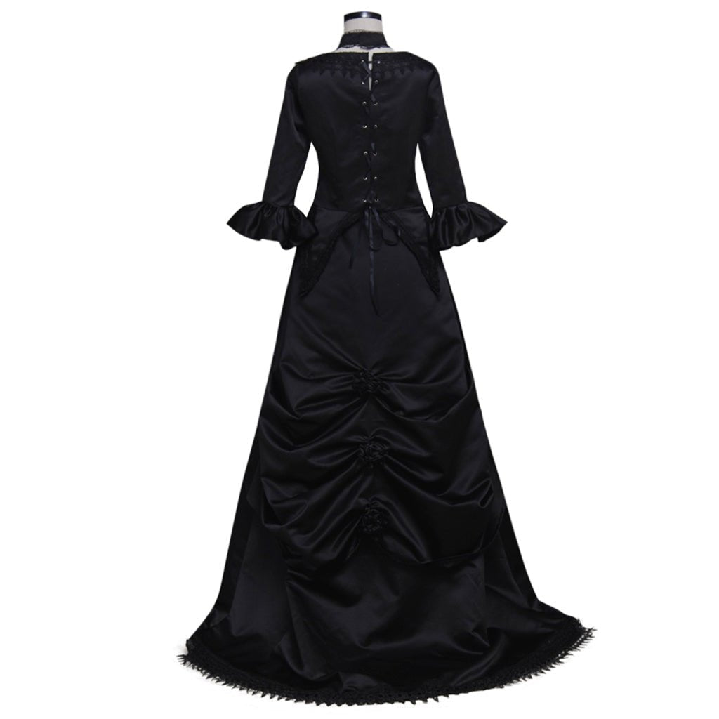 Women’s Black Gothic Victorian Dress | Plus Size Victorian Costume Renaissance Rococo Gown - Coscosmos