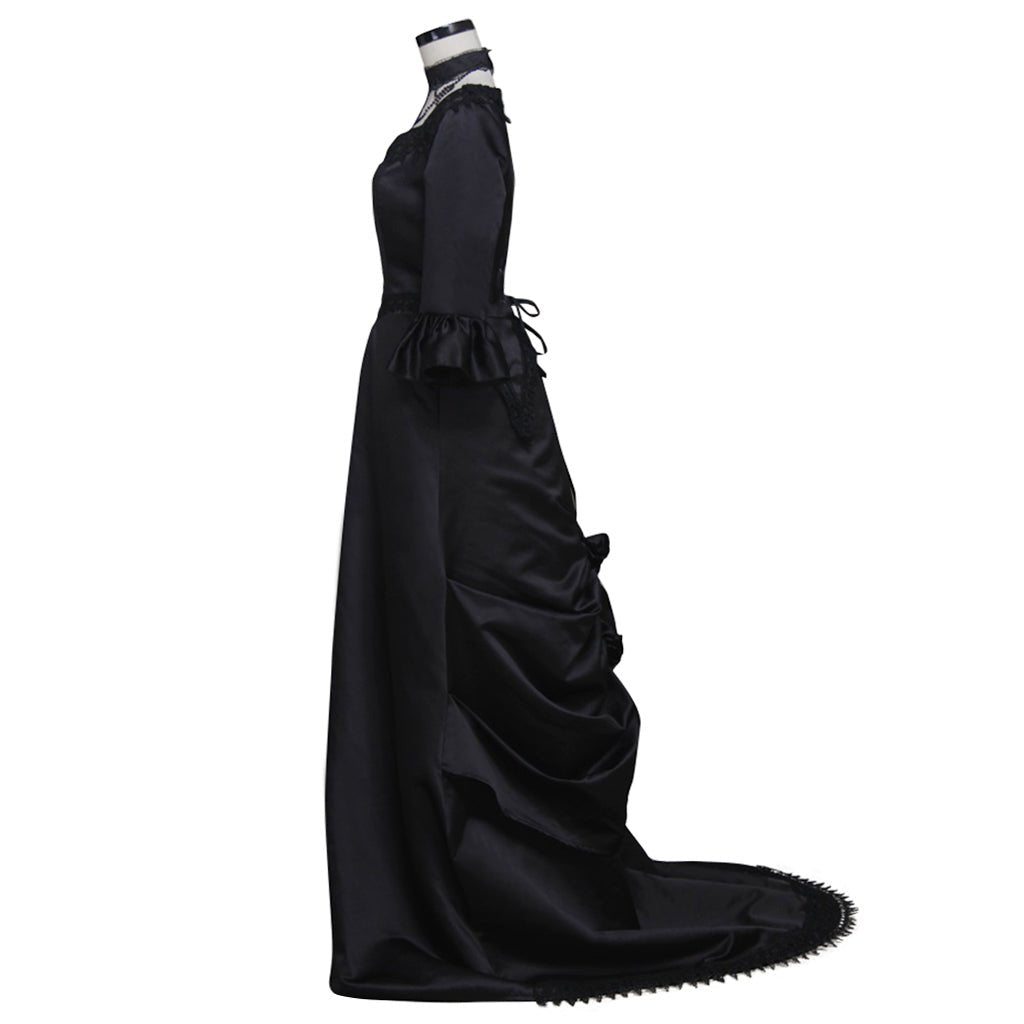 Women’s Black Gothic Victorian Dress | Plus Size Victorian Costume Renaissance Rococo Gown - Coscosmos