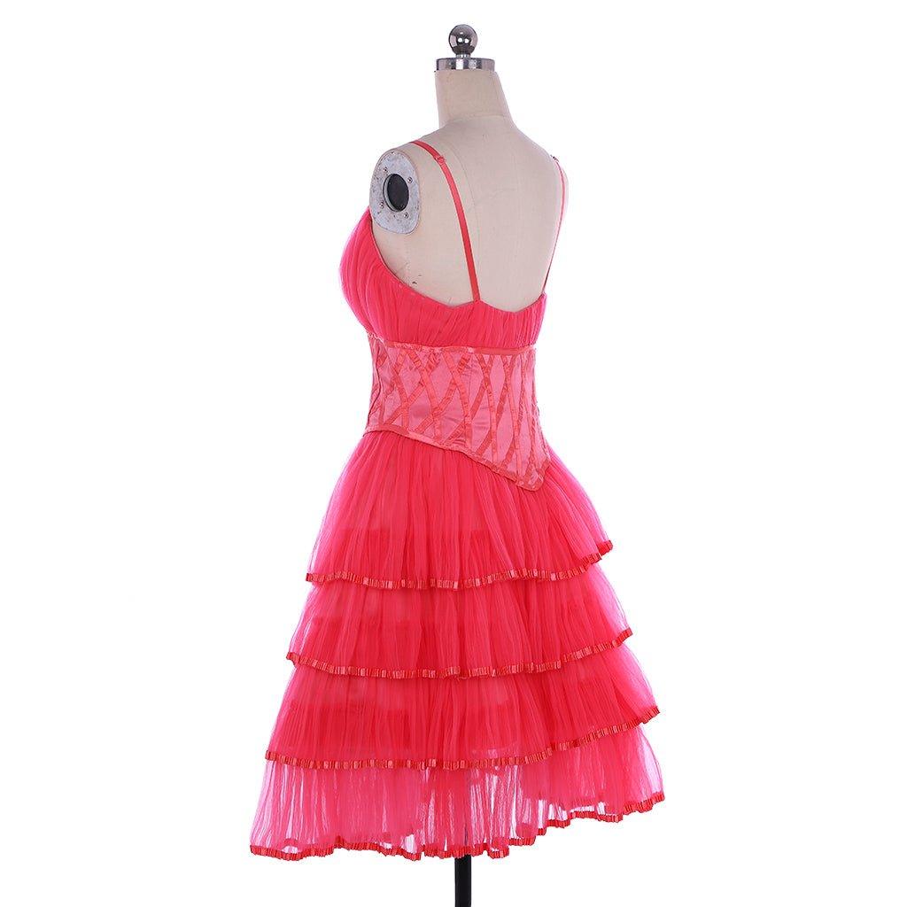 Women's Glinda The Good Witch Cosplay Costume Pink Lace Tulle Suspender Dress - Coscosmos