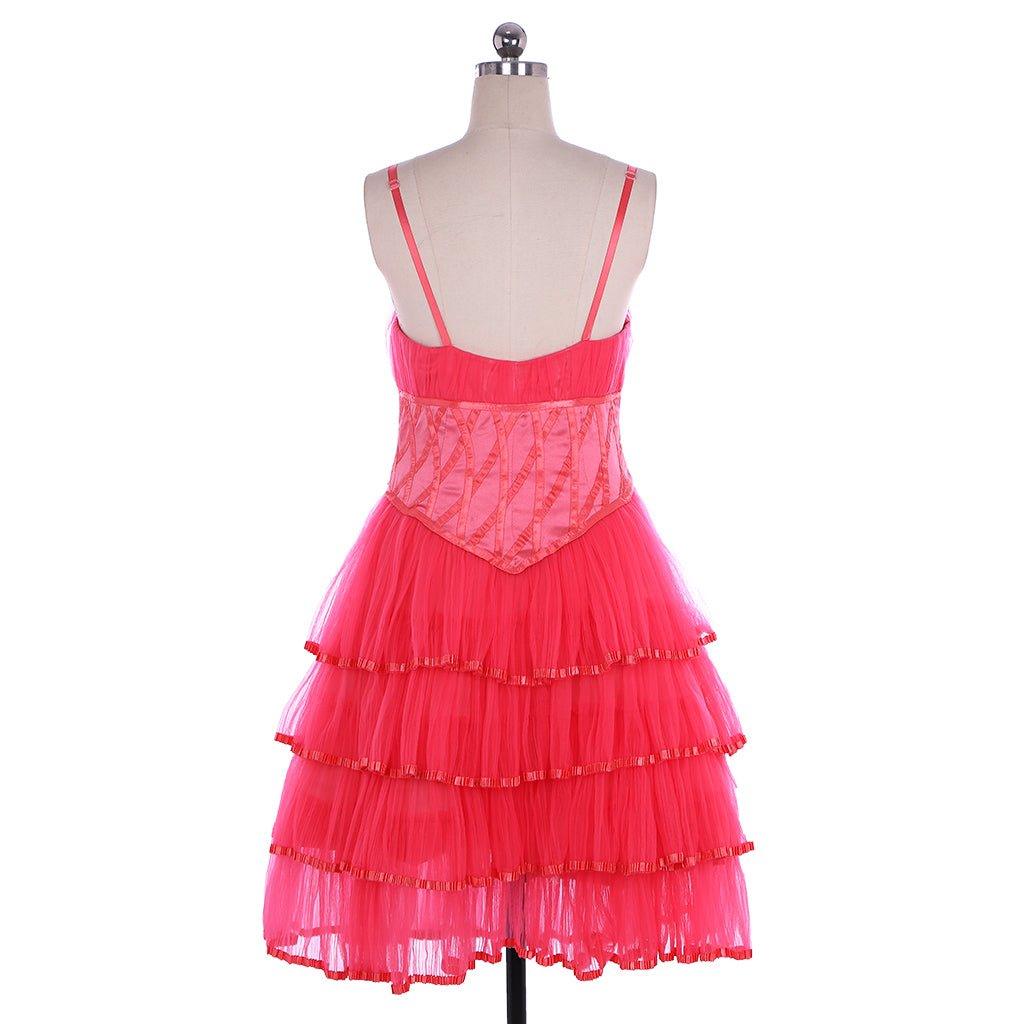 Women's Glinda The Good Witch Cosplay Costume Pink Lace Tulle Suspender Dress - Coscosmos