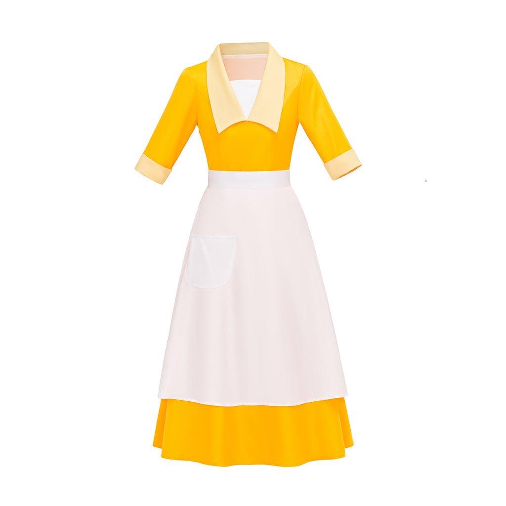 Women's Housemaid Cosplay Costume | Frog Waitress Dress Outfit for Halloween | Tiana - Inspired Costume - Coscosmos