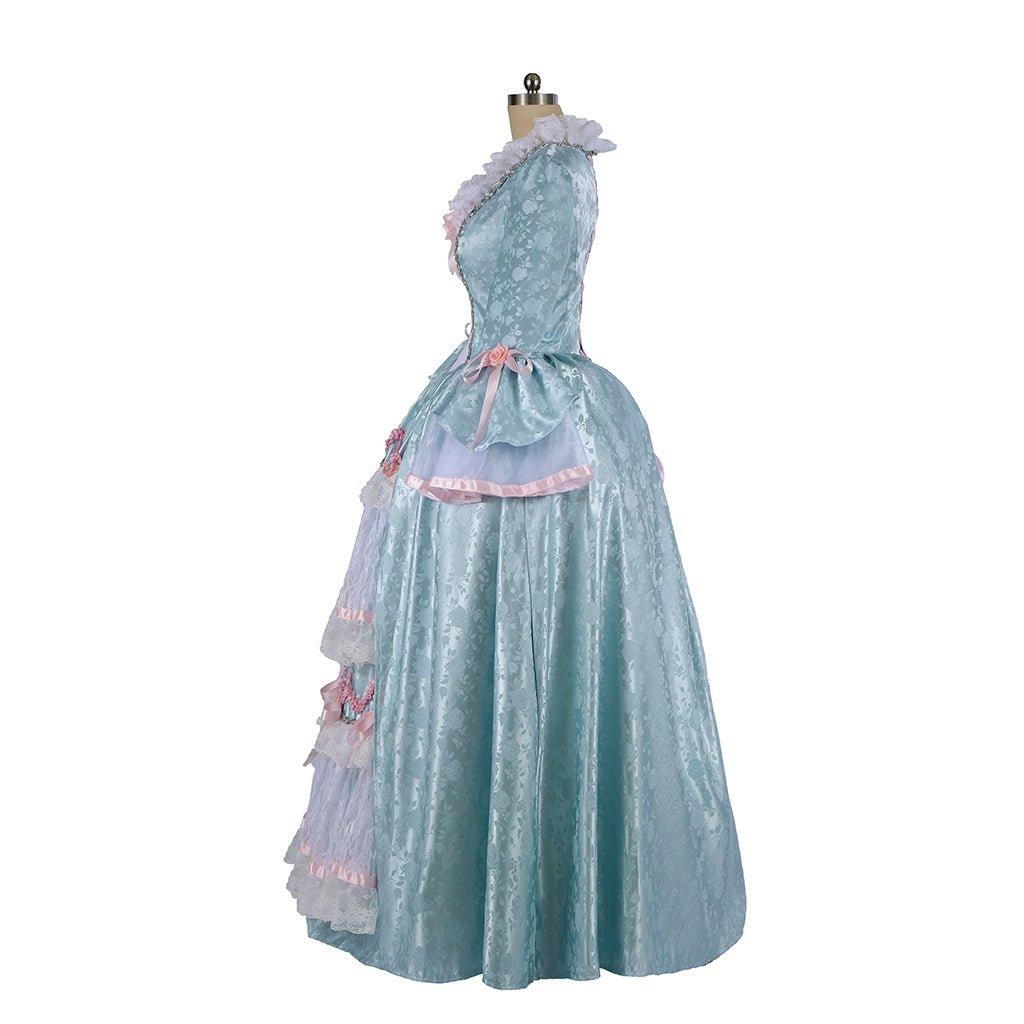Women's Marie Antoinette Cosplay Dress Costume | Blue Colonial Rococo Ball Gown for Adults | Medieval Vintage Dress for Cosplay, Halloween, Party & Performance - Coscosmos