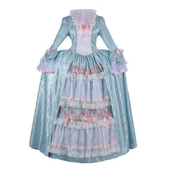 Women's Marie Antoinette Cosplay Dress Costume | Blue Colonial Rococo Ball Gown for Adults | Medieval Vintage Dress for Cosplay, Halloween, Party & Performance - Coscosmos