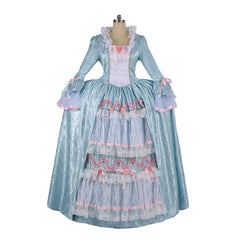 Women's Marie Antoinette Cosplay Dress Costume | Blue Colonial Rococo Ball Gown for Adults | Medieval Vintage Dress for Cosplay, Halloween, Party & Performance - Coscosmos