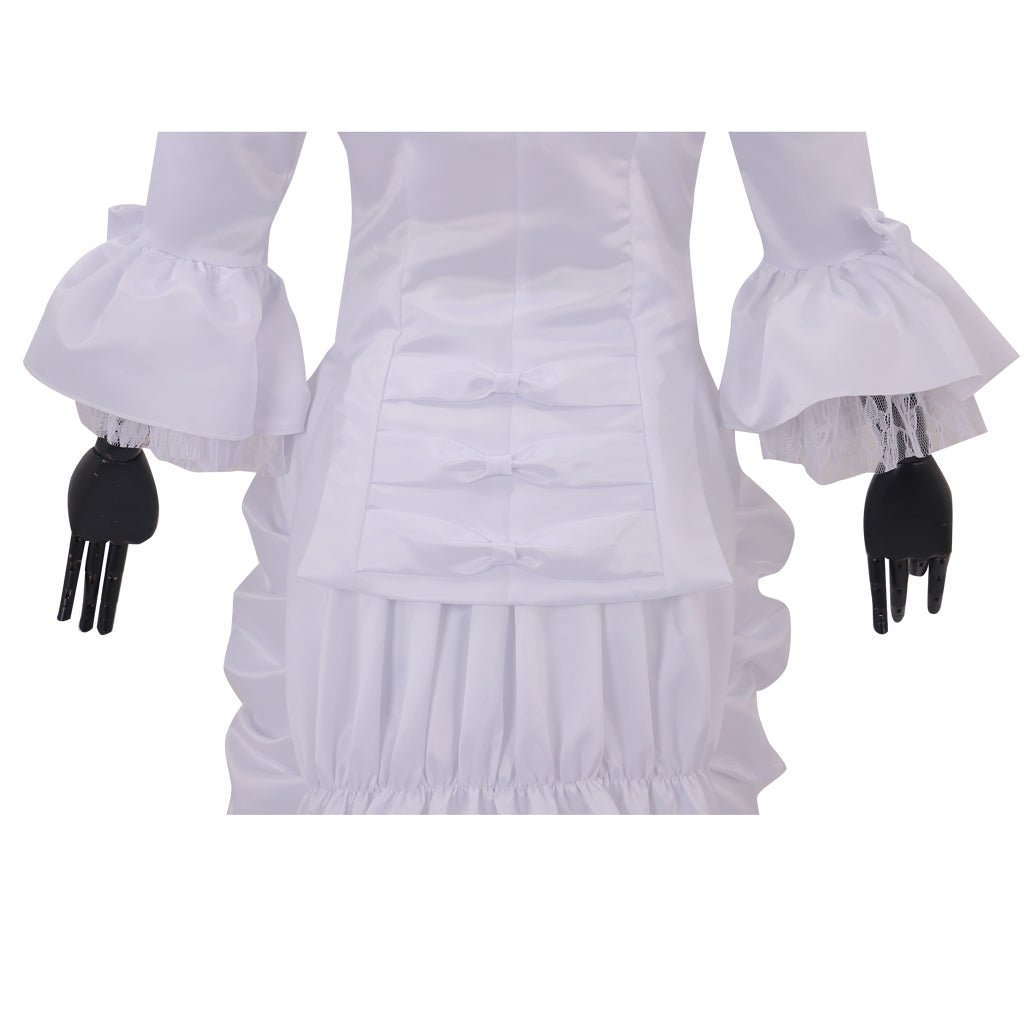 Women's Medieval Victorian Civil War White Dress | Baroque Ruffle Bustle Ball Gown - Coscosmos