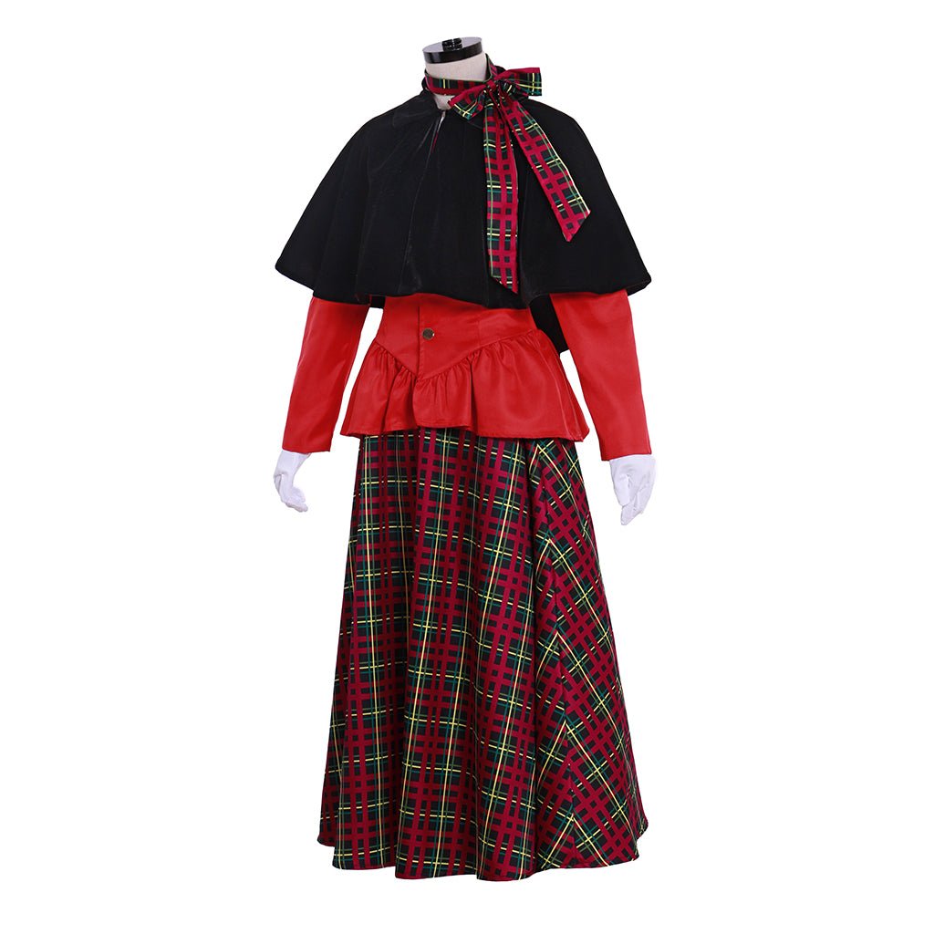 Women's Victorian Christmas Carolers Costume | Dickens Holiday Carol Dress | Coscomos - Coscosmos