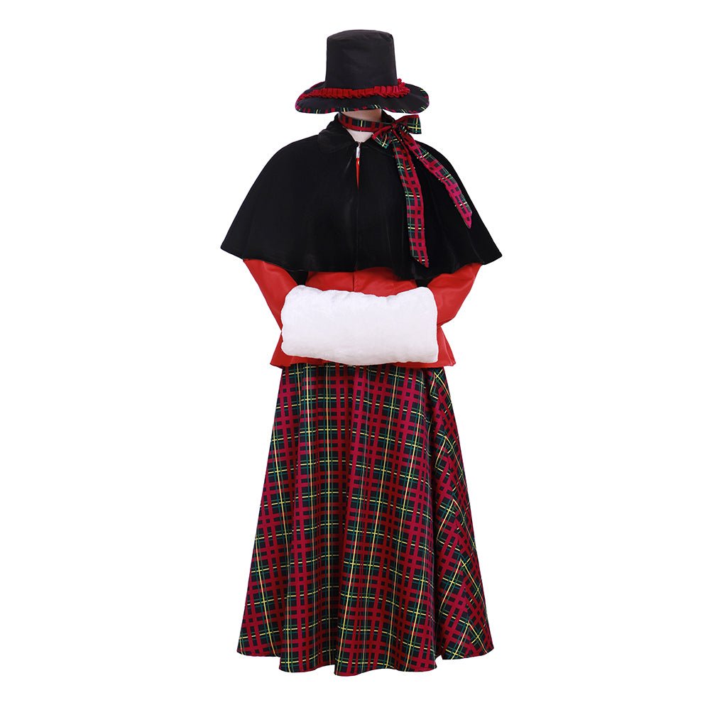 Women's Victorian Christmas Carolers Costume | Dickens Holiday Carol Dress | Coscomos - Coscosmos