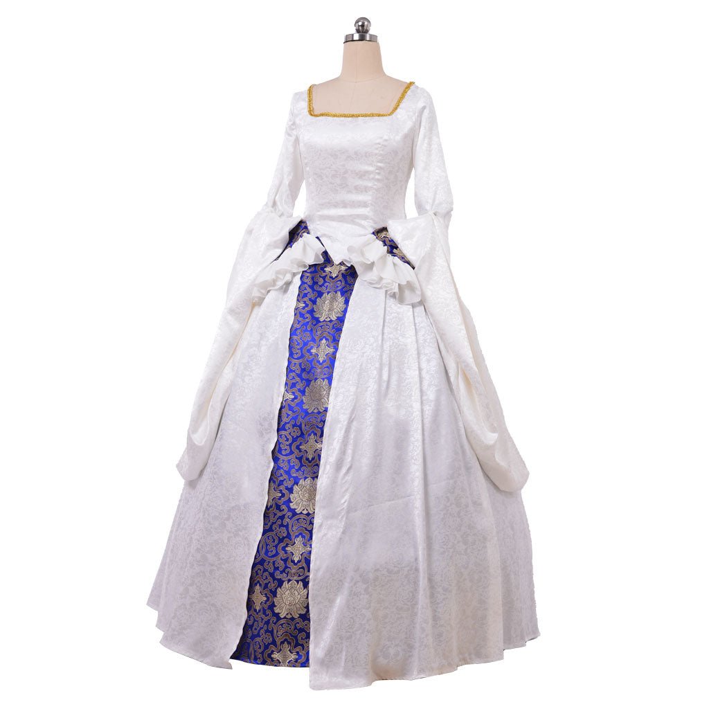 Women’s Victorian Tudor Renaissance Dress | Queen Elizabeth I & Anne Boleyn White Gown | Cosplay & Halloween Costume - Coscosmos