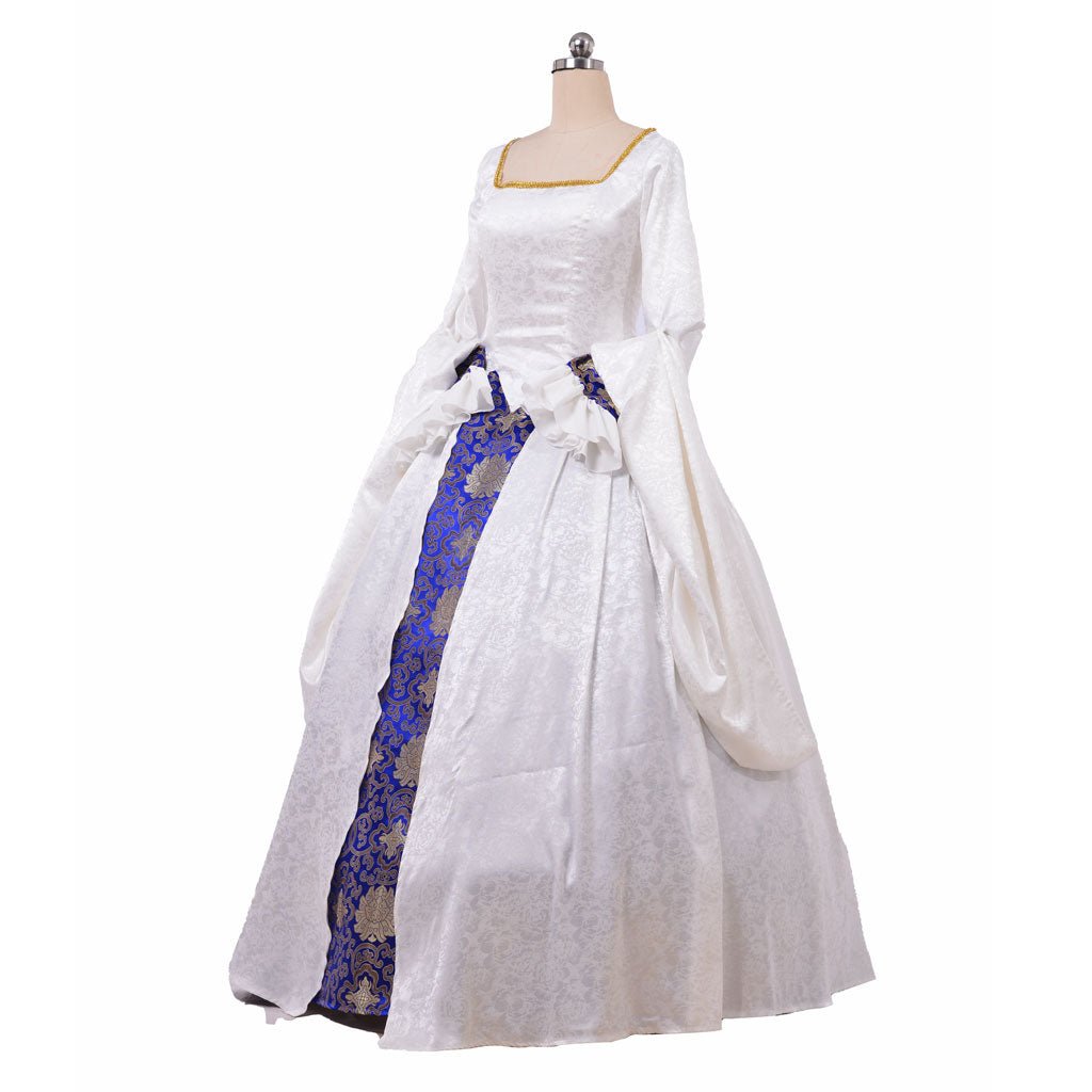 Women’s Victorian Tudor Renaissance Dress | Queen Elizabeth I & Anne Boleyn White Gown | Cosplay & Halloween Costume - Coscosmos