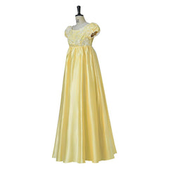 Yellow Sparkling Silk Empire Gown | Regency Style Cosplay Costume Inspired by Penelope Featherington - Coscosmos