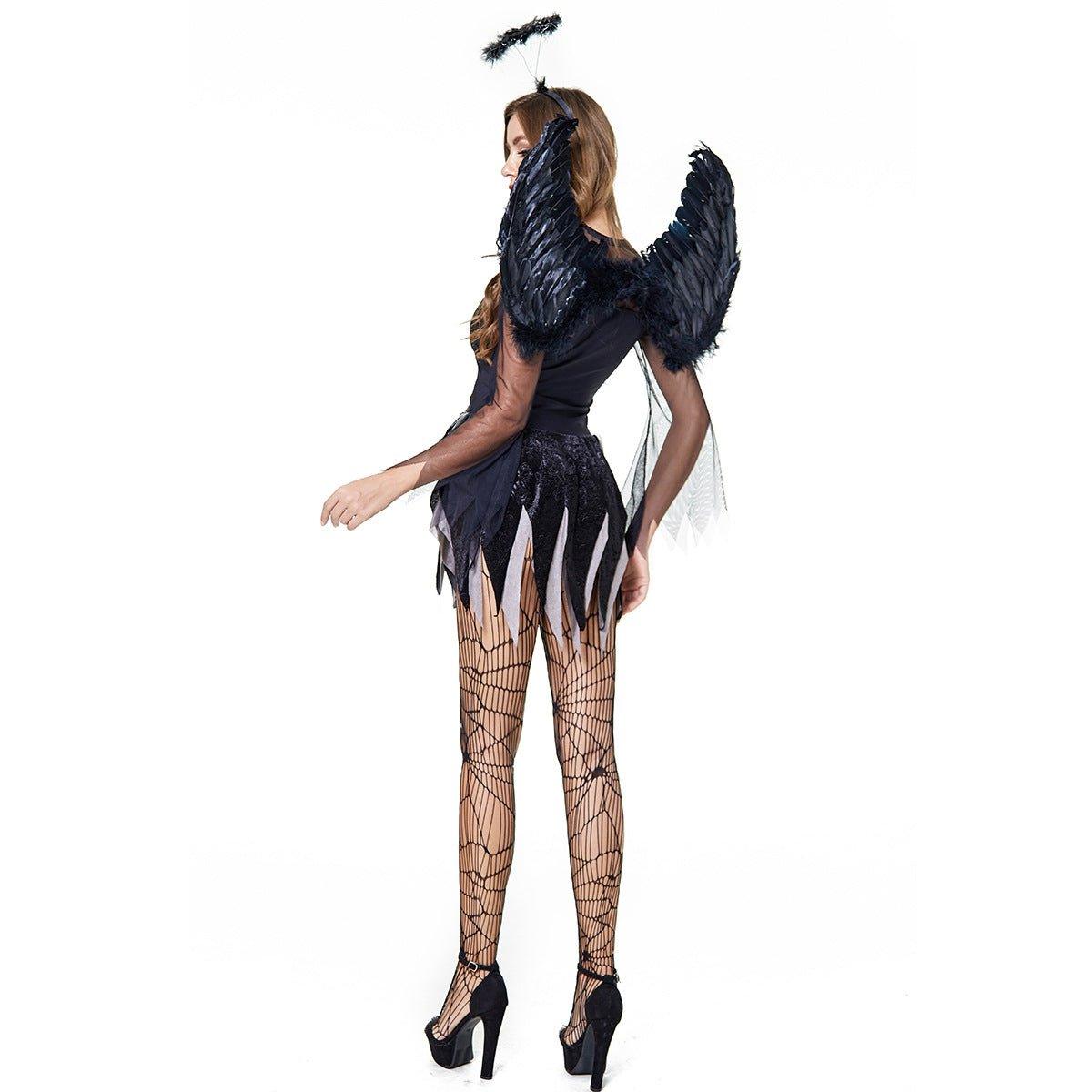 Zombie Dark Angel Women’s Costume | Gothic Evil Angel Cosplay | Halloween Ghost Bride Outfit - Coscosmos