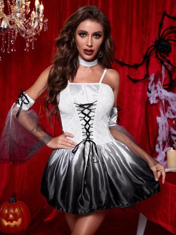 Zombie Dark Angel Women’s Costume | Gothic Evil Angel Cosplay | Halloween Ghost Bride Outfit - Coscosmos