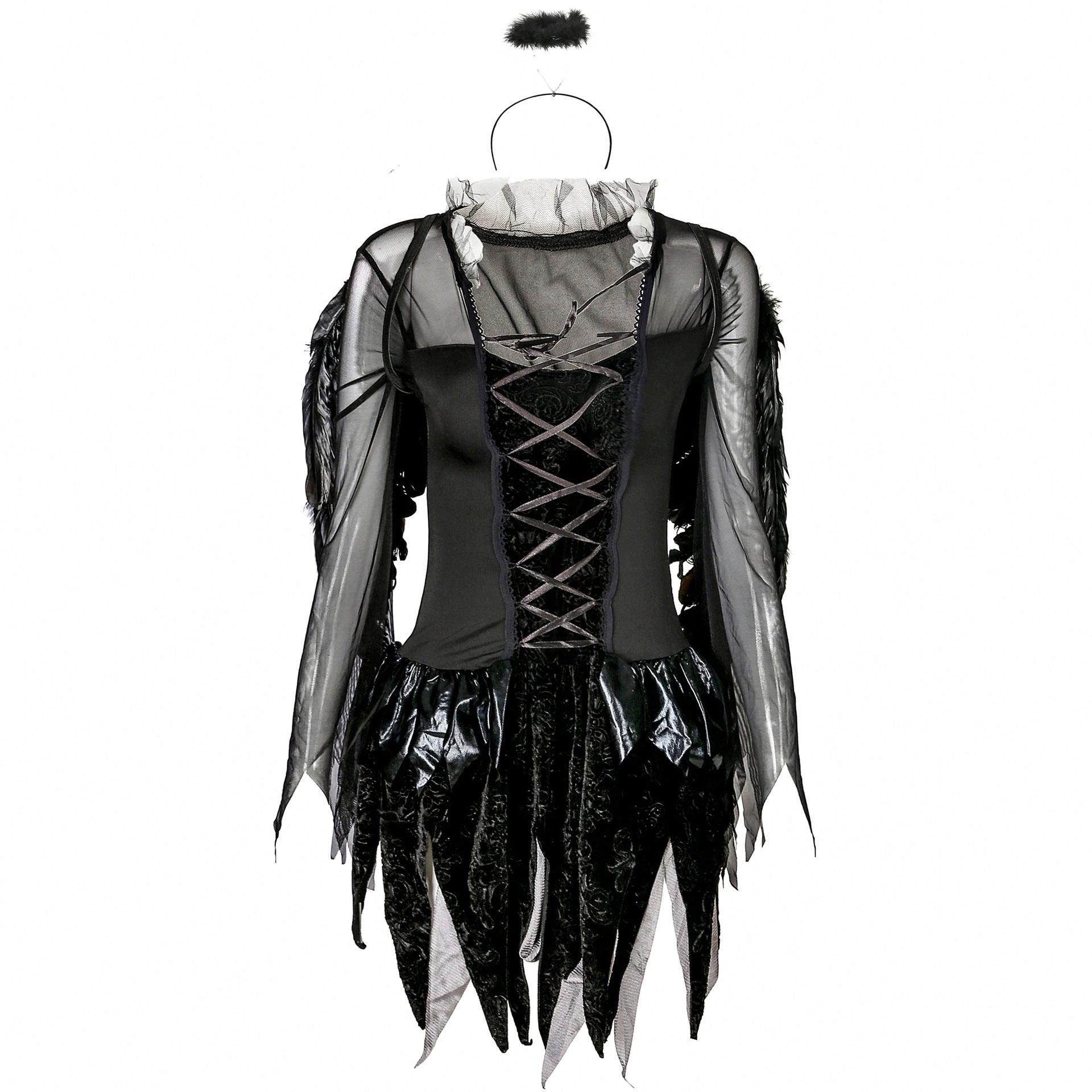 Zombie Dark Angel Women’s Costume | Gothic Evil Angel Cosplay | Halloween Ghost Bride Outfit - Coscosmos