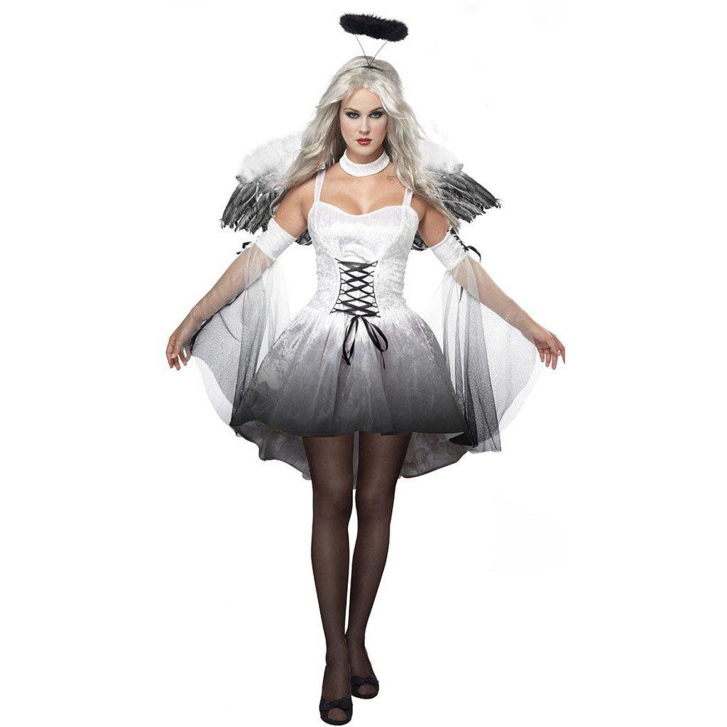 Zombie Dark Angel Women’s Costume | Gothic Evil Angel Cosplay | Halloween Ghost Bride Outfit - Coscosmos