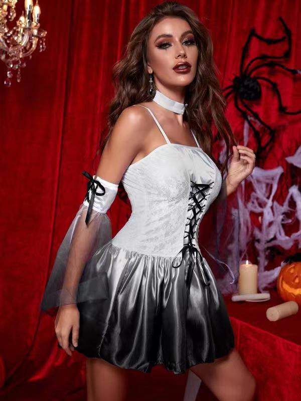 Zombie Dark Angel Women’s Costume | Gothic Evil Angel Cosplay | Halloween Ghost Bride Outfit - Coscosmos